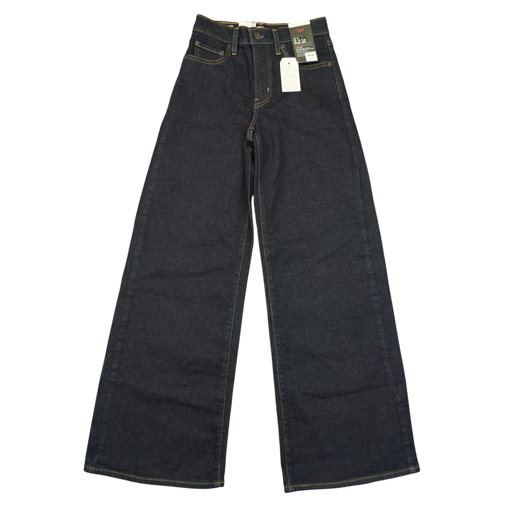 Levi's 726 High Rise Wide Leg Jeans Women 24 Indigo Dark Wash Stretch Premium